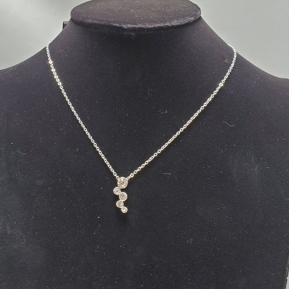 Fashion Jewelry Jewelry - Ali Khan Swarovski crystal  silver 5 stone drop cluster pendant necklace